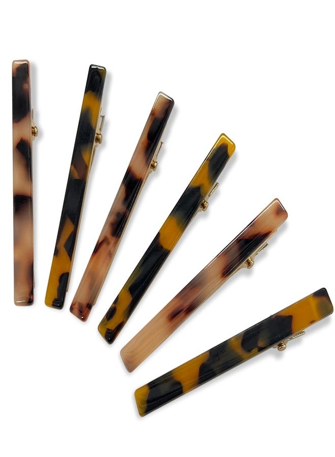 Zoolinn 6Pcs Tortoiseshell & Beige Duckbill Hair Clips – Chic Metal Hair Barrettes for Women & Girls - Image 1